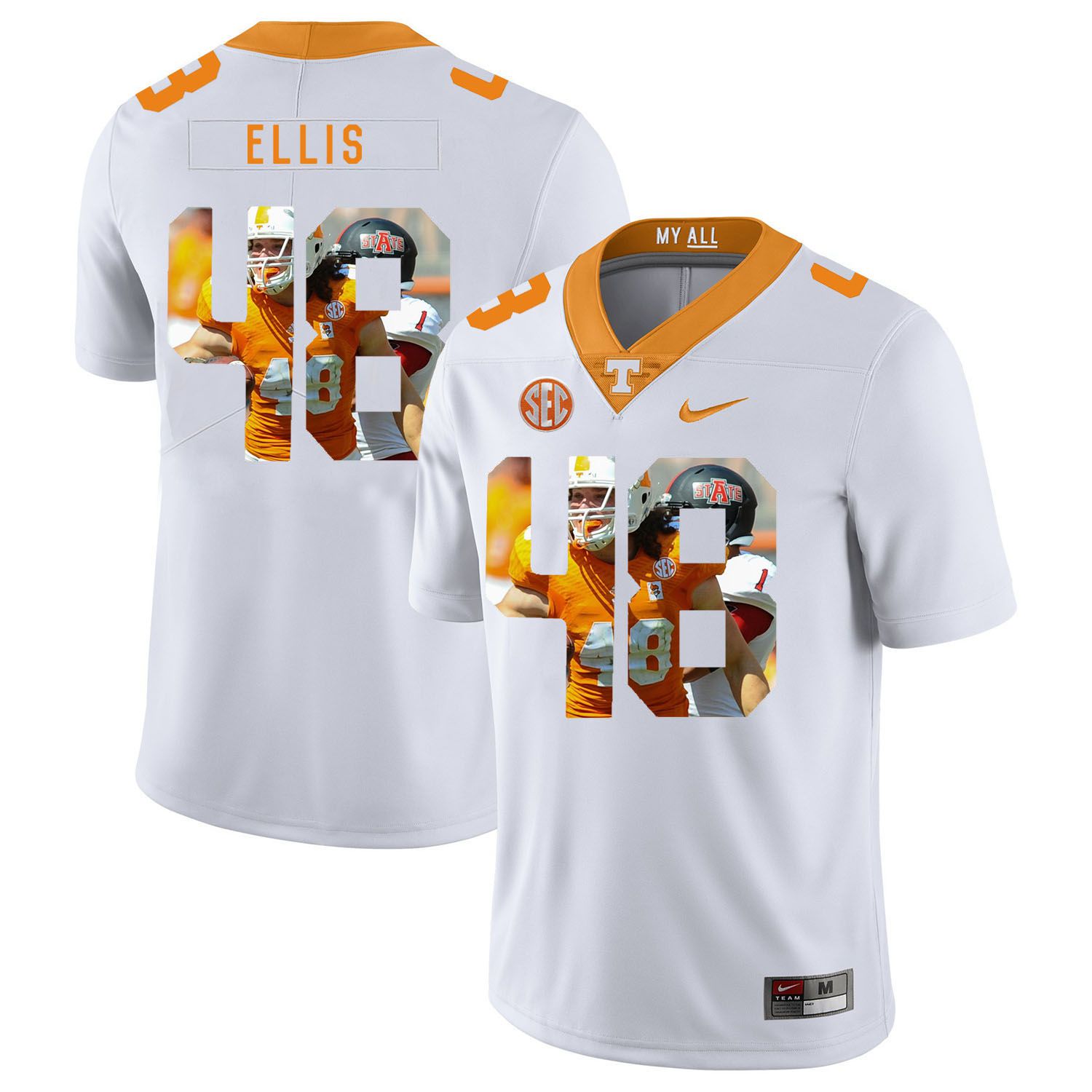 Men Tennessee Volunteers 48 Ellis White Fashion Edition Customized NCAA Jerseys